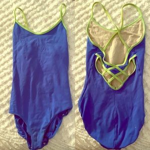 blue/green leotard